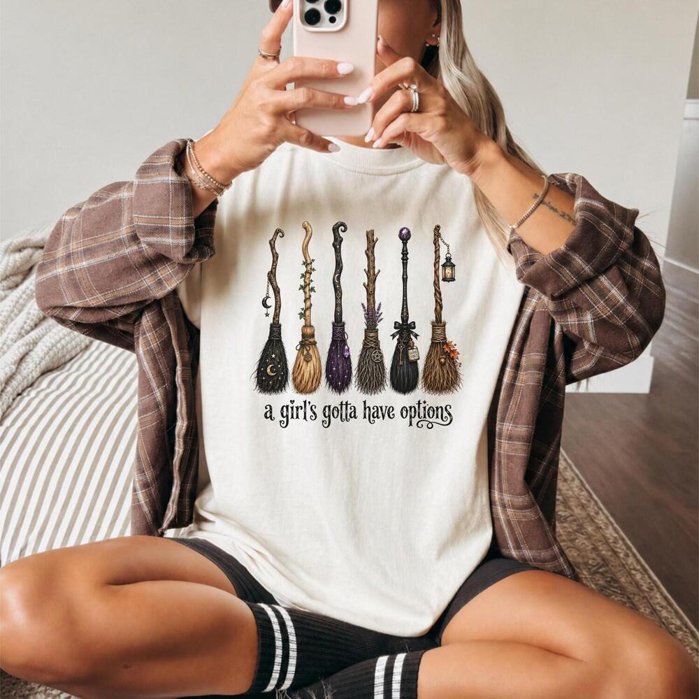 Halloween Witch Shirt Women Graphic Tee Broomstick Clothing
